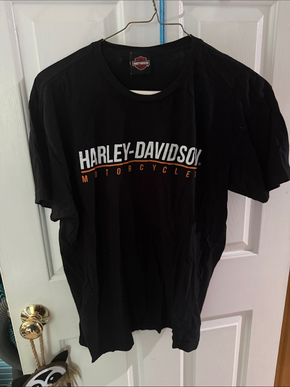 Harley-Davidson Black Tee with White and Orange Logo